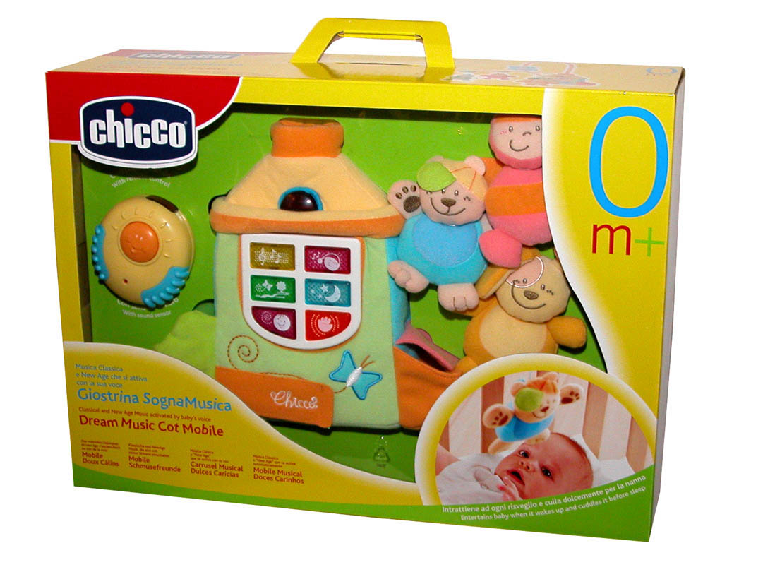 Музыкальная карусель мобиль на кроватку "Нежные мелодии" (сладкие мечты) Chicco с пультом ДУ и мягкими игрушками 3в1