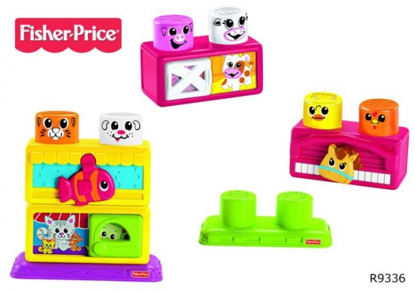 Fisher - Price (Фишер-Прайс) Игрушка Кубики-блоки с сюрпризами "Весёлые зверята". В ассортименте. 6+