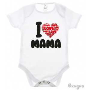 Боди детское "I love mama", белое, кор.рукав